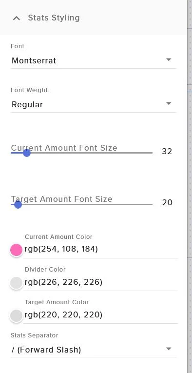 Layout and Spacing controls for widget scale, gaps, and alignment.