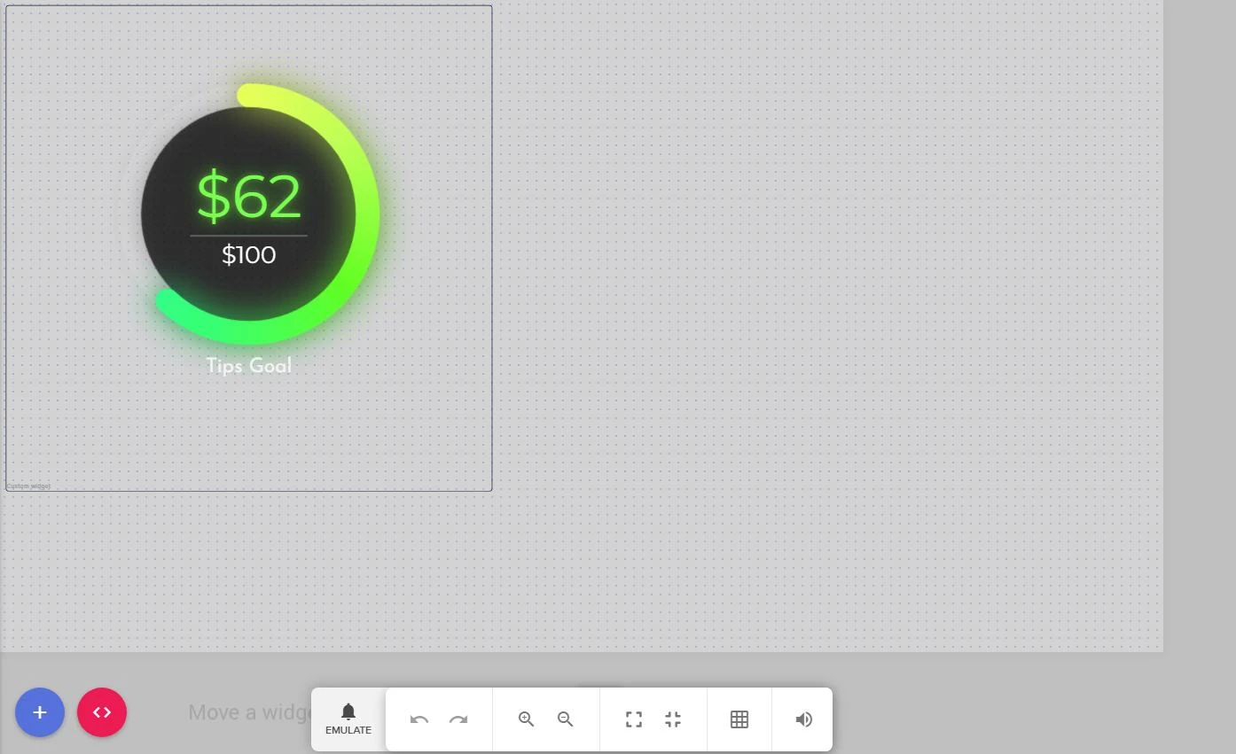 A single circular goal in the original StreamElements editor.